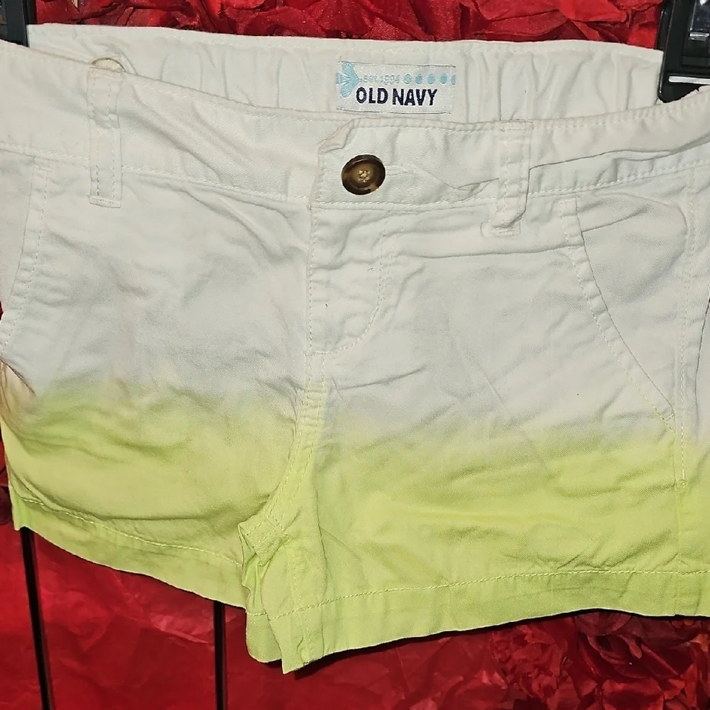 Old Navy Girls Green Ombre Adjustable Shorts Size 7